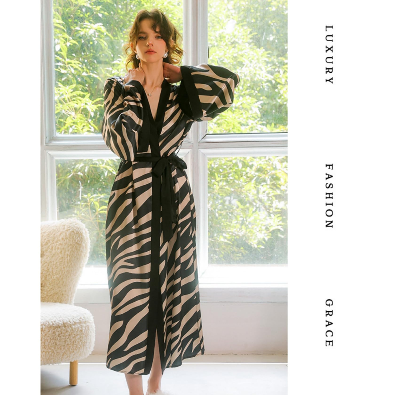 Peignoir Mariee Robe De Nuit Longue Et Sexy en Satin Et Imitation Soie pour Femme