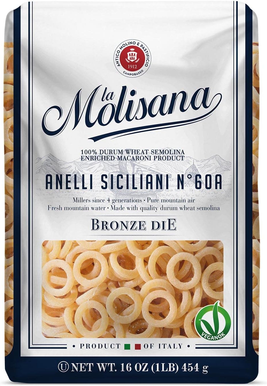 La Molisana パスタ、Anelli Siciliani、1ポンド(12個パック)