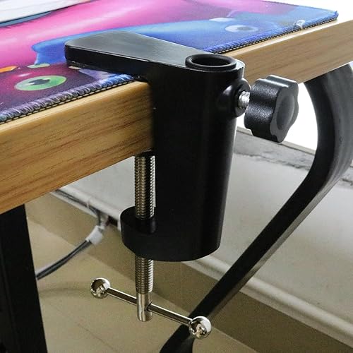 Miniatura 5 de AYLIFU Soporte voladizo de montaje de luz de escritorio de aleación de aluminio negro con tornillos ajustables para brazo de micrófono y lámpara