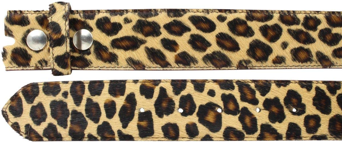 BELTINGER Wechselgürtel mit Fell ohne Schnalle 4 cm | Kuh-Ledergürtel für Damen Herren 40mm | Fell-Druckknopfgürtel 4cm