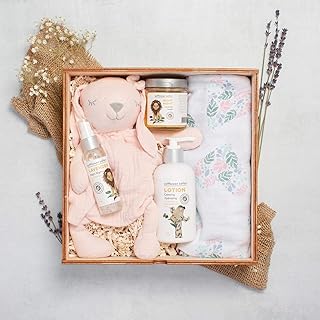 Night Night Lavender Aromatherapy Baby Gift Set, Pink Bunny Theme, All-Natural & Hypoallergenic Skincare, Handmade in USA by Safflower Safari