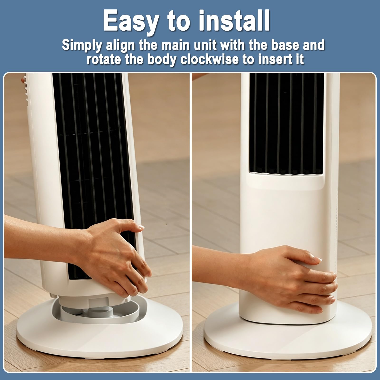 Ventilador Torre Silencioso, Ventilador Columna, 2 Salidas Orientables | Ventilador de Pie Torre, Altura 106cm, 3 Velocidades, Temporizador 2H, Diseño Delgado, Para Hogar