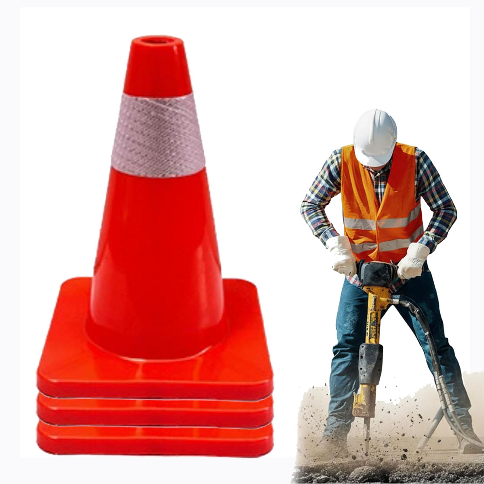 Cône de Stationnement,Cône de Signalisation,Cône de Sécurité Orange,Cône Multi-Usage Pliable,Poteau de Délimitation,Cônes de Signalisation(Color:B)