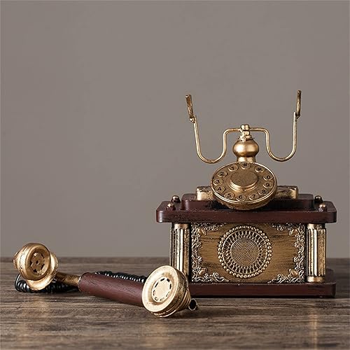 Miniatura 3 de Meiiron Teléfono decorativo de metal, adorno retro antiguo para teléfono, teléfono fijo con cable, teléfono fijo antiguo para decoración de
