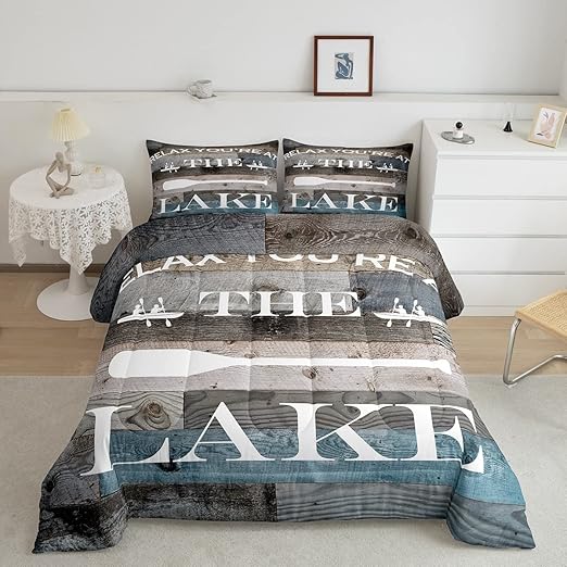 Homewish Lake House Comforter Set Rustic Farmhouse Bedding