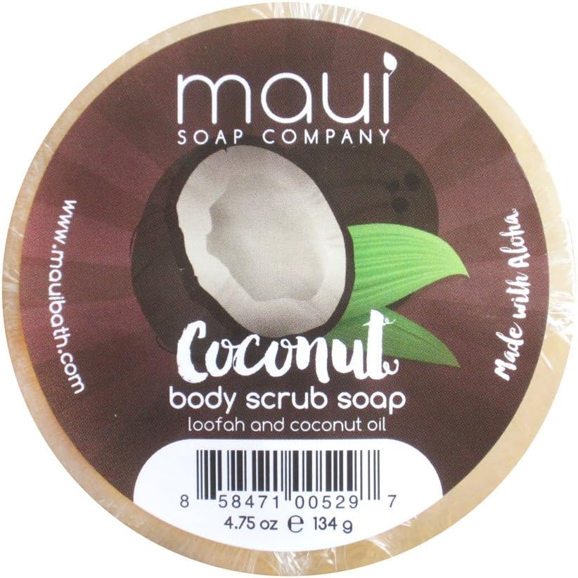 Maui Soap Co. Hawaiian Body Scrub Soap with Loofah and Coconut Oil (Coconut)