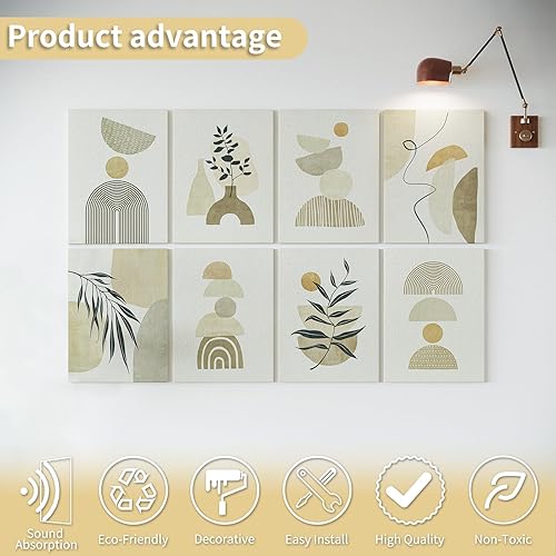 Miniatura 4 de Art3d Paneles de pared insonorizados de 48 x 32 pulgadas, paquete de 8 paneles acústicos de pared decorativos absorbentes de sonido para sala de