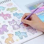 18 Couleurs Glitter Gel stylos ensemble avec A5 Livre de croquis (50 Feuilles 120gsm) | Marqueurs de gel pétillant pour le livre de coloration adulte, DIY Artisanat, Scrapbooking, Journaling, Fabrication de cartes, Art Cadeau Set pour les artistes