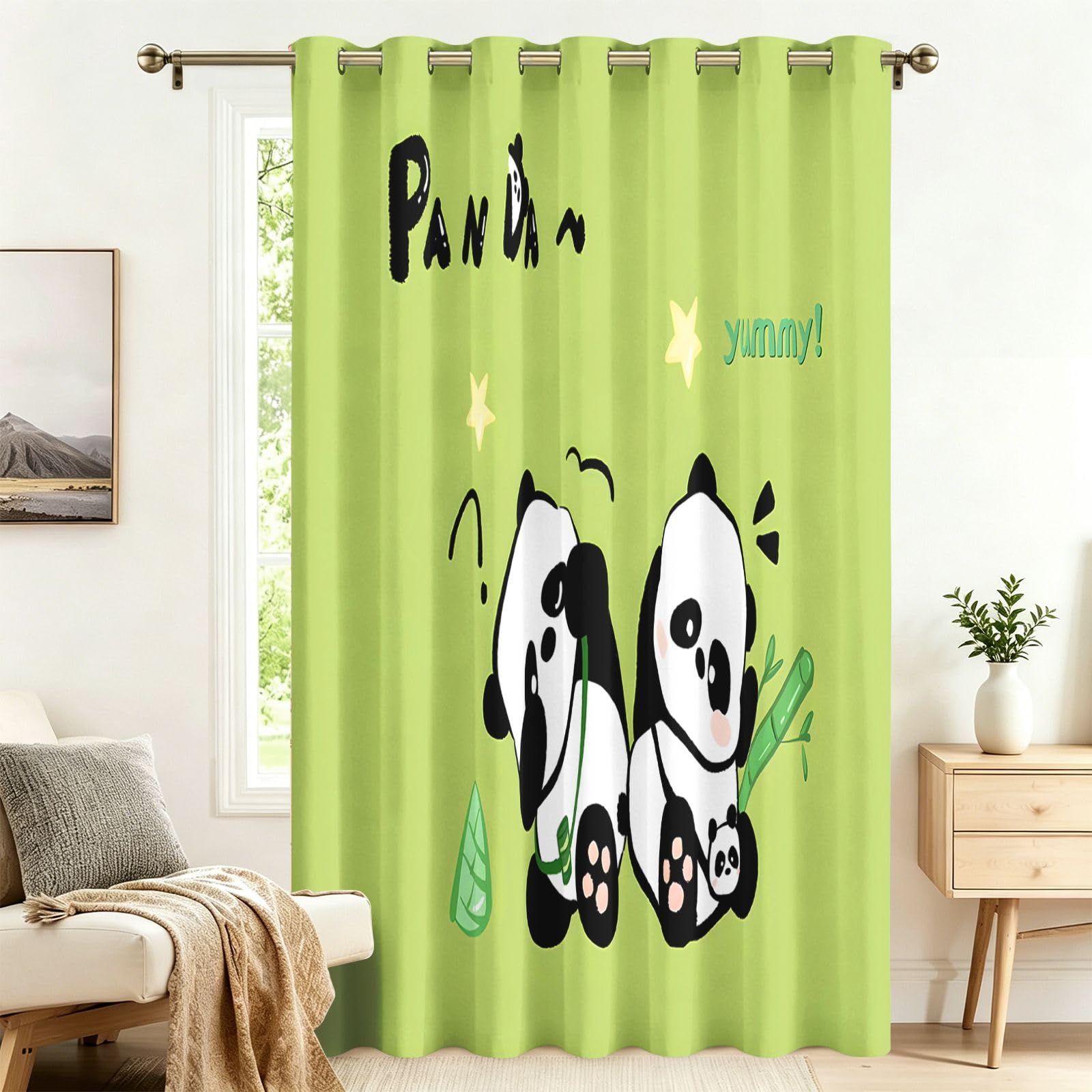 Fadaing Giant Panda Curtains with Eyelets, Thermal Curtain, Heat Protection, 242 x 132 cm, Door Curtains, Thermal Protection, Outdoor, Cold Protection, Bedroom, Living Room, Window Decoration, Pack of