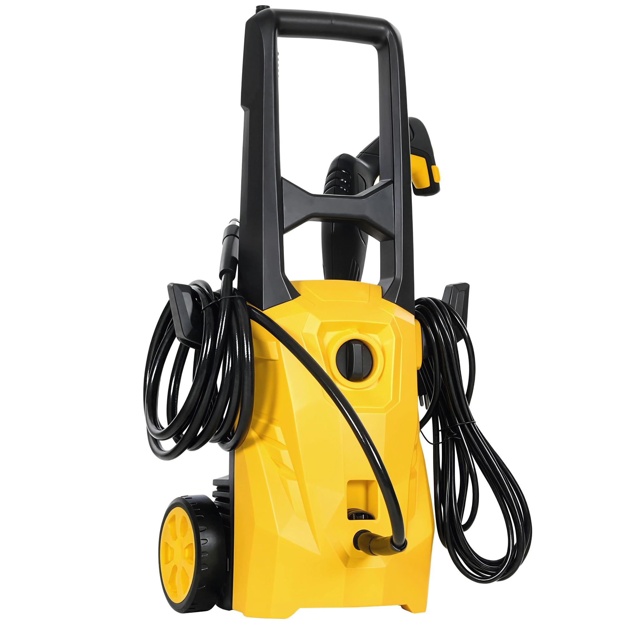 Outsunny Idropulitrice ad Alta Pressione 1600W con Ugello Regolabile e Kit di Pulizia, Professionale in Rame e Alluminio, 120 Bar, Portata Massima 390 l/h, per Auto, Patio e Casa, Giallo