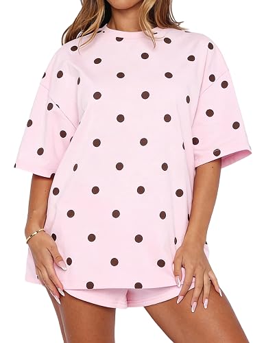 HOCANDY Womens Polka Dot Shirt Oversized T Shirts Loose Fit Crewneck Short Sleeve Polka Dot Tops Summer Casual 2026 Basic Tee