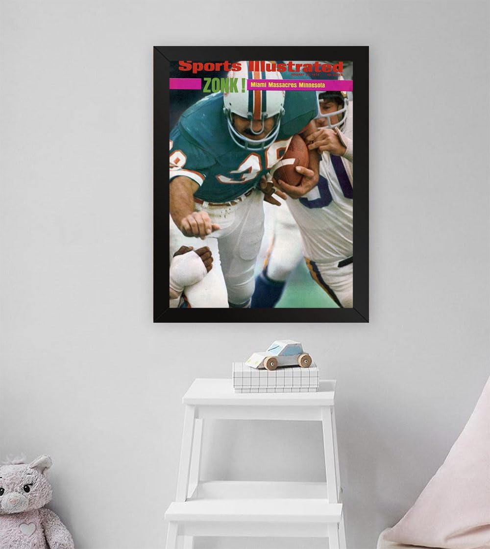 GADGETS WRAP Printed Photo Frame Matte Painting for Home Office Studio Living Room Decoration (11x17inch Black Framed) - Miami Dolphins Larry Csonka