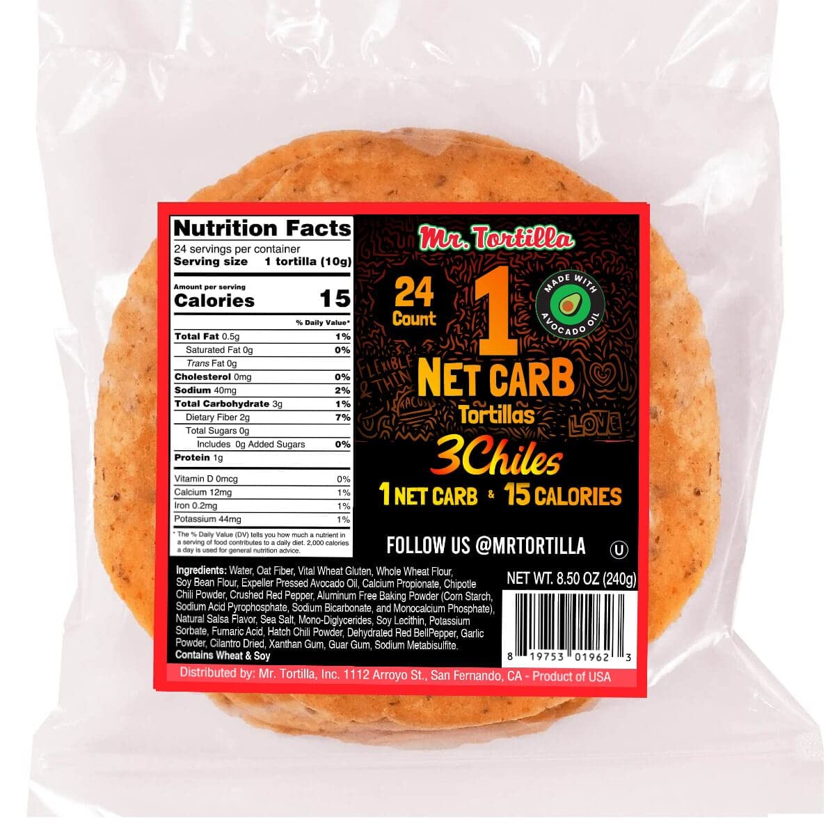 Buy Mr. Tortilla Low Carb Tortillas 15 Calorie Keto Soft Taco