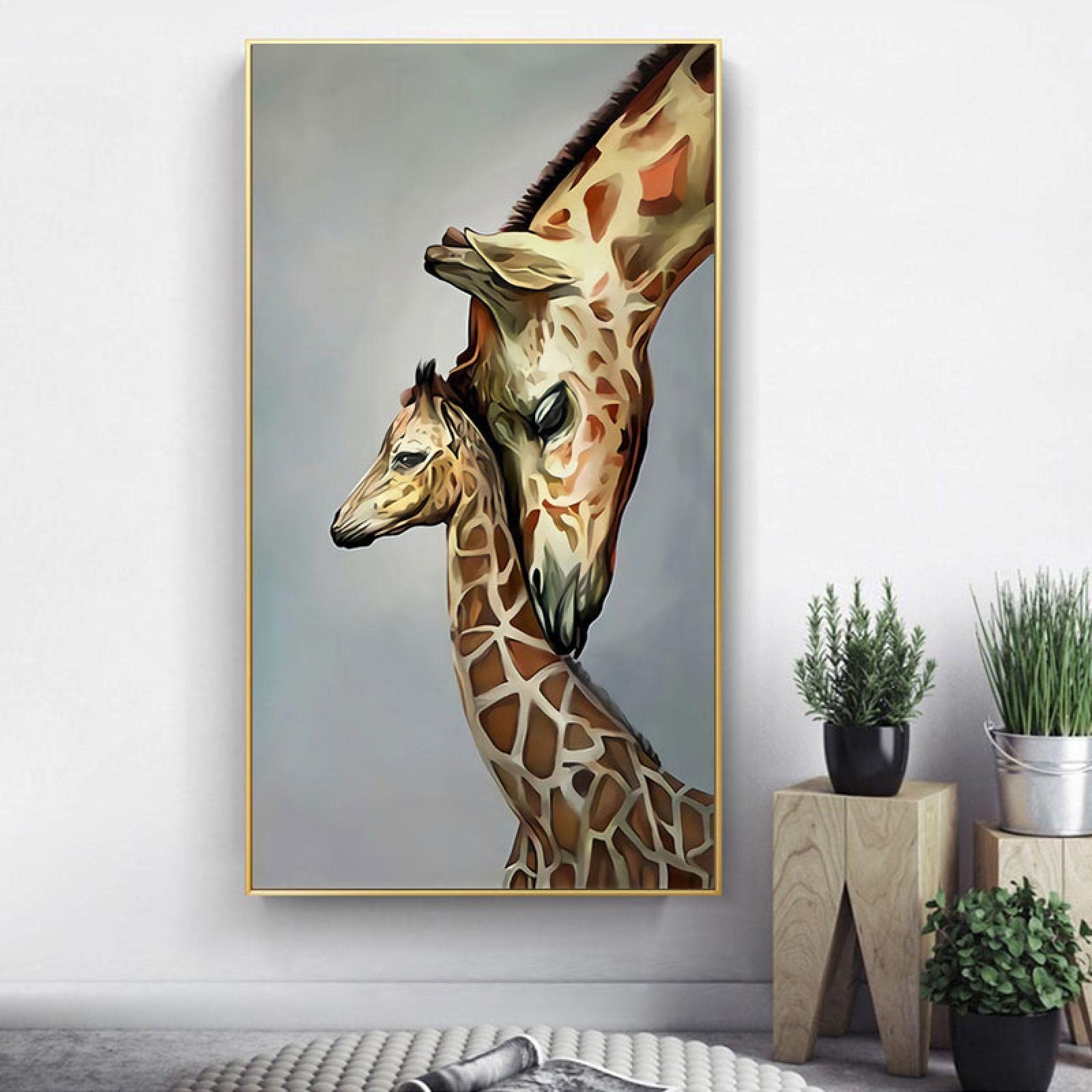 Amazon｜北欧の動物のキリンのキャンバスの壁の絵画キャンバスアート