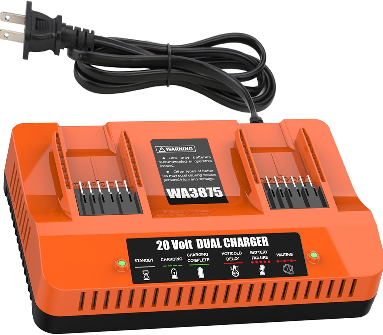Dual Port Fast Charger Replacement for WORX Battery 20V Charger