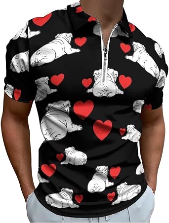 Mens Casual Polo Shirts Classic Zipper Basic Short Sleeve Shirt Solid Color Tees Golf Stylish Tops Golf Shirts for Men