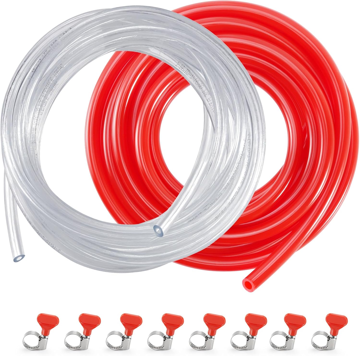 FERRODAY 15 FT 3/16 Beer Line Tubing & 5/16 CO2 Hose Kegerator Parts Kit, Beer Brewing Equipment Kegerator Accessories Lines Replacement Kit with 8 Hose Clamps