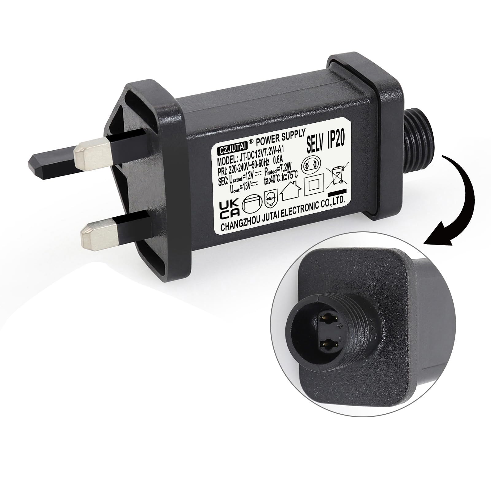 12V 7.2W String Lights Indoor-Outdoor Power Adapter for CZJUTAI JT-DC12V7.2W /6W /4.5W /3.6W-IP20 Christmas Lighting [U372]