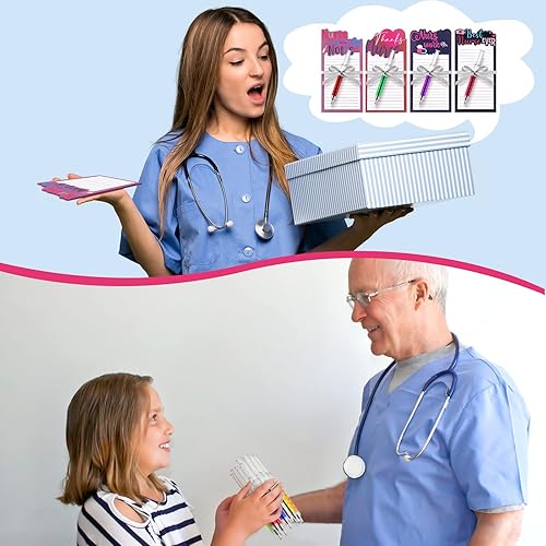 Miniatura 6 de Kacctyen - 8 juegos de bloc de notas para enfermera, troquelado, con jeringa, bolígrafo con jeringa, bloc de notas con temática médica, bloc de