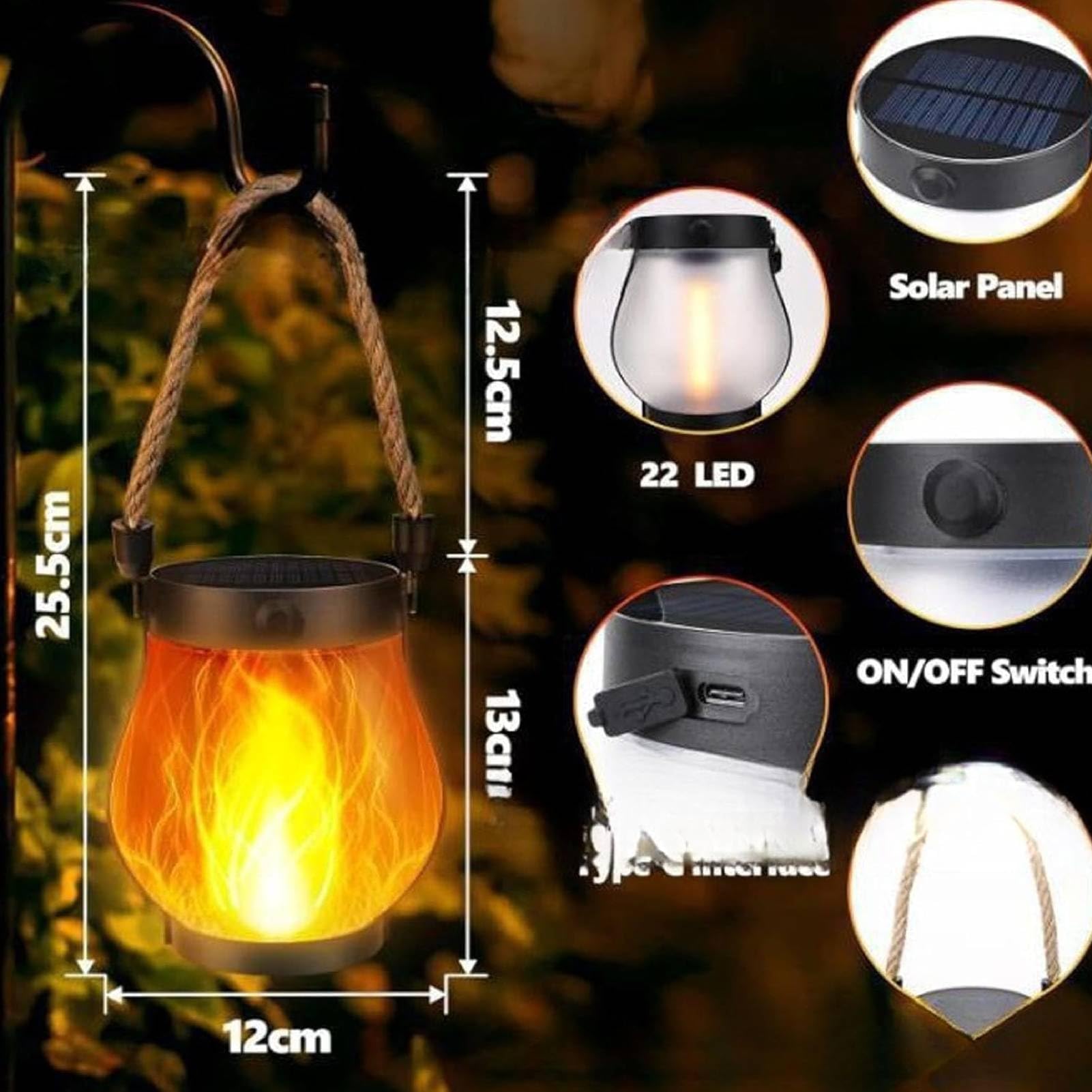 Kaliqo Solarna latarnia zewnętrzna, latarnia solarna Kaliqo, tańczące lampiony płomieniowe, światła zewnętrzne, lampa z liny konopnej, lampa płomieniowa, do dekoracji ścieżek na patio, 4