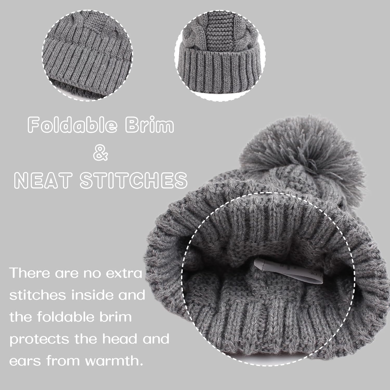 Zsedrut Baby Winter Beanie for Girls Boys Infant Toddler Warm Knit Twist Hat with Pompom - Image 3