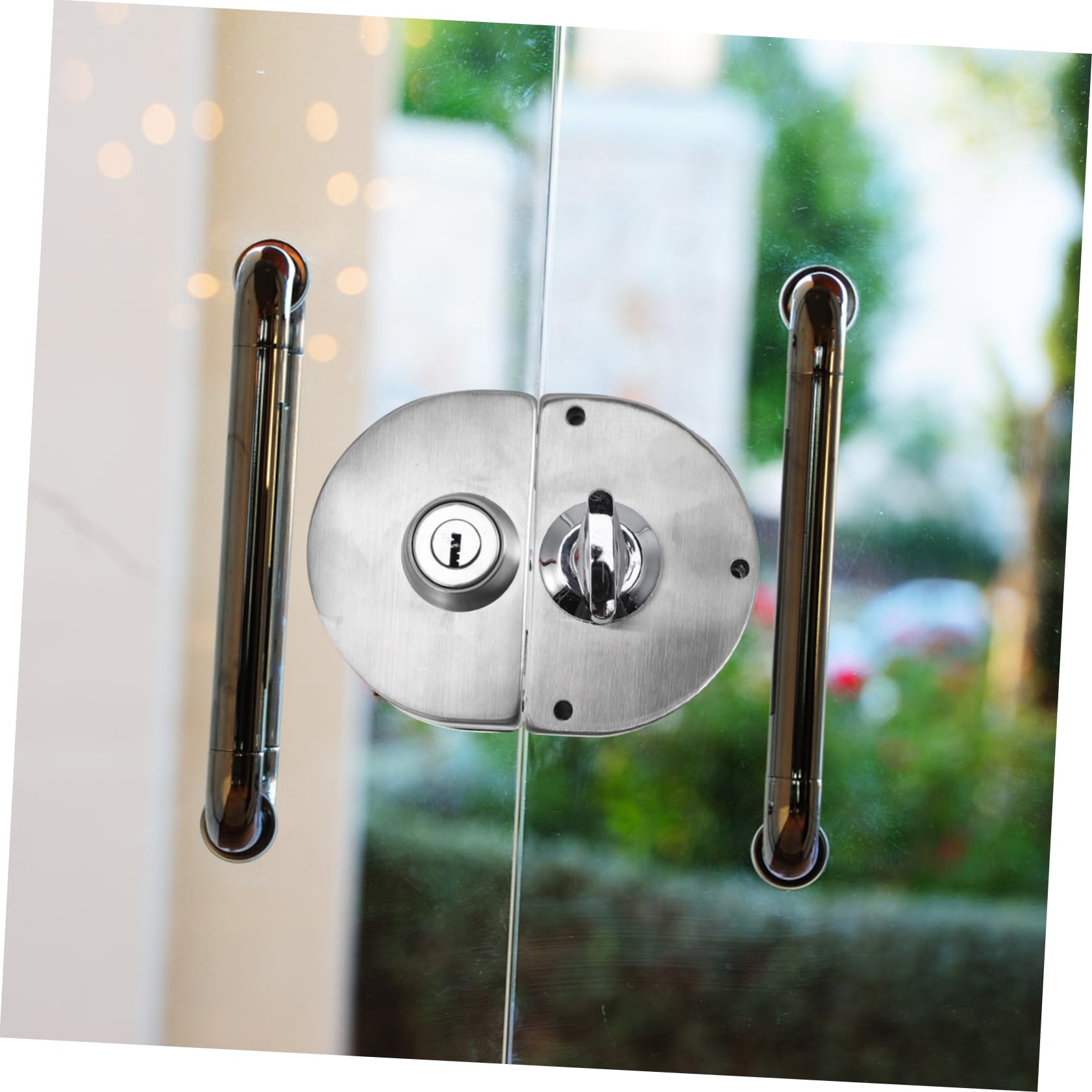 Serratura per Porta in Vetro Acciaio Inox Argento per Ufficio Negozio | Design a Morsetto Completo, Finitura Spazzolata, Chiusura con Tastiera Interna, Set