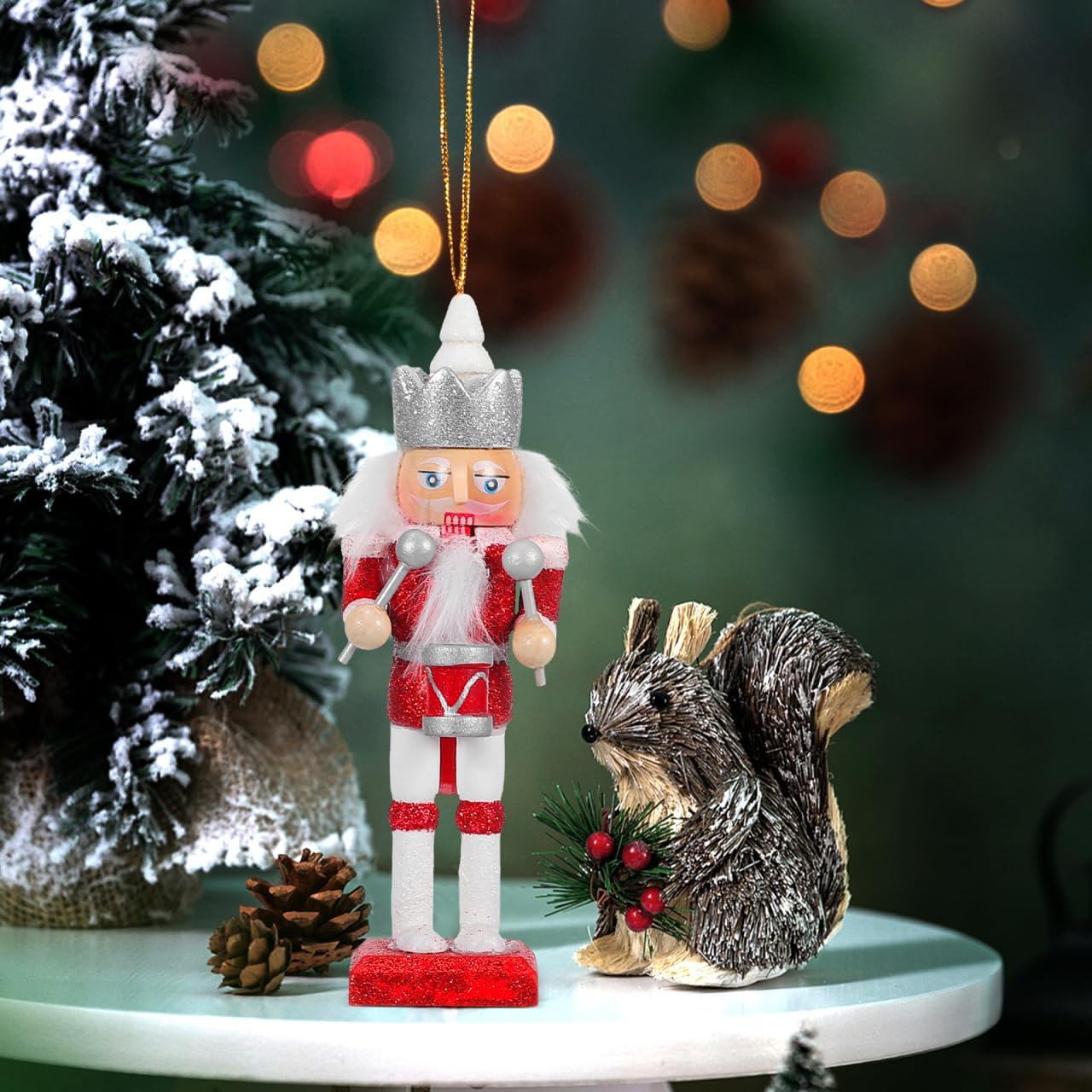 Cabilock 10Pcs Christmas Nutcracker Ornaments Wooden Nutcracker Hanging Decorations Christmas Soldier Pendant Figures for Xmas Tree Table Decor Holiday Party Supplies, 5 Inch