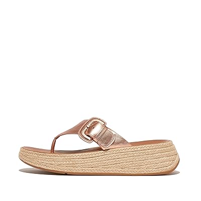 FitFlop F Mode Espadrille Adj. Leather Flatform Toe Thongs Women