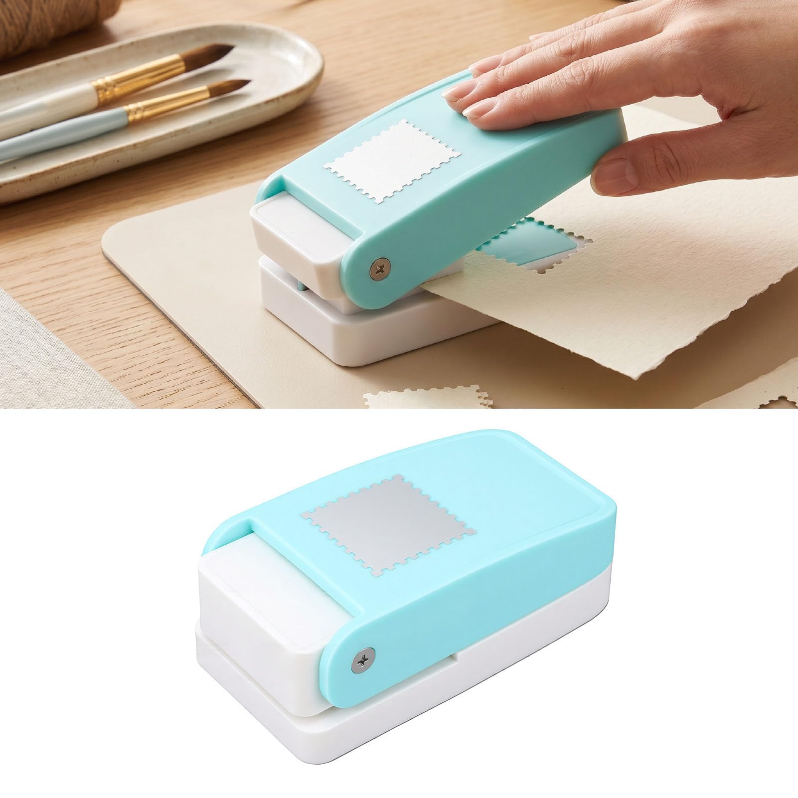 Ejoyous Perforatore per Timbri con Azione a Leva Perforatore per Carta in Acciaio Inossidabile e Plastica, Forma Quadrata da 38,1 Mm, Design Compatto con Serratura, per Scrapbooking, Creazione di