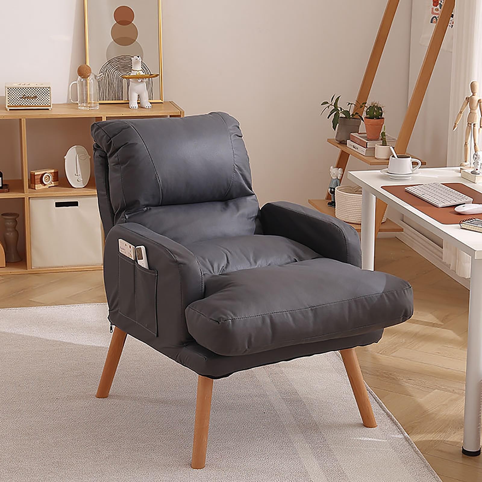 Amazon｜モダンなリクライニングチェア 調節可能な背もたれ、椅子