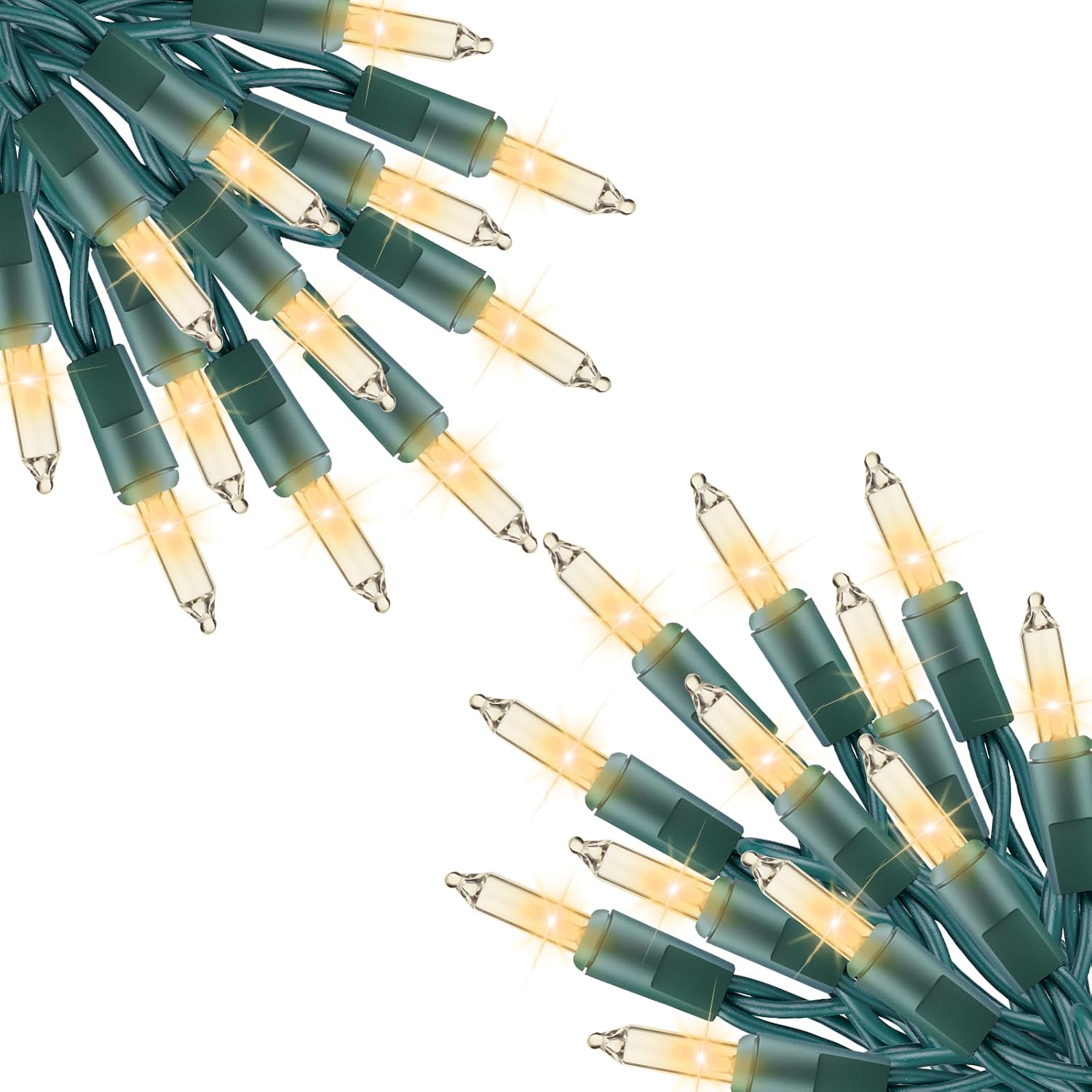 Minetom 200 Clear Mini Christmas Lights 50ft Green Wire - Waterproof Indoor Outdoor String Lights for Xmas Tree, Wedding, Party Decor