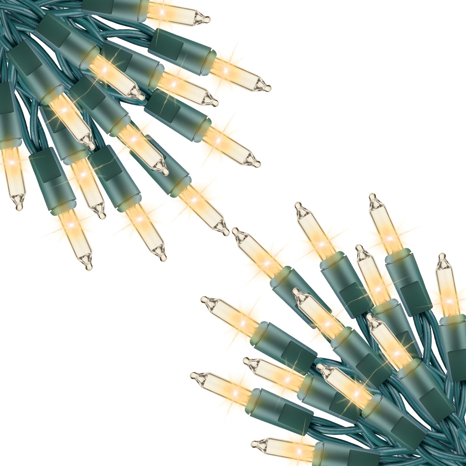 Minetom Clear Christmas Lights 200 Count 50 Feet Bulb Mini Lights, Waterproof String Light for Indoor Xmas Tree Garland Birthday Wedding Decoration, Green Wire