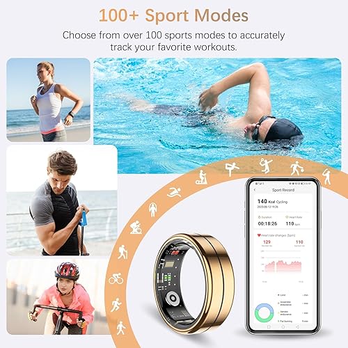 Miniatura 4 de Anillo apto para mujeres y hombres, anillo rastreador de salud con frecuencia cardíaca, oxígeno en sangre, variabilidad de frecuencia cardíaca,