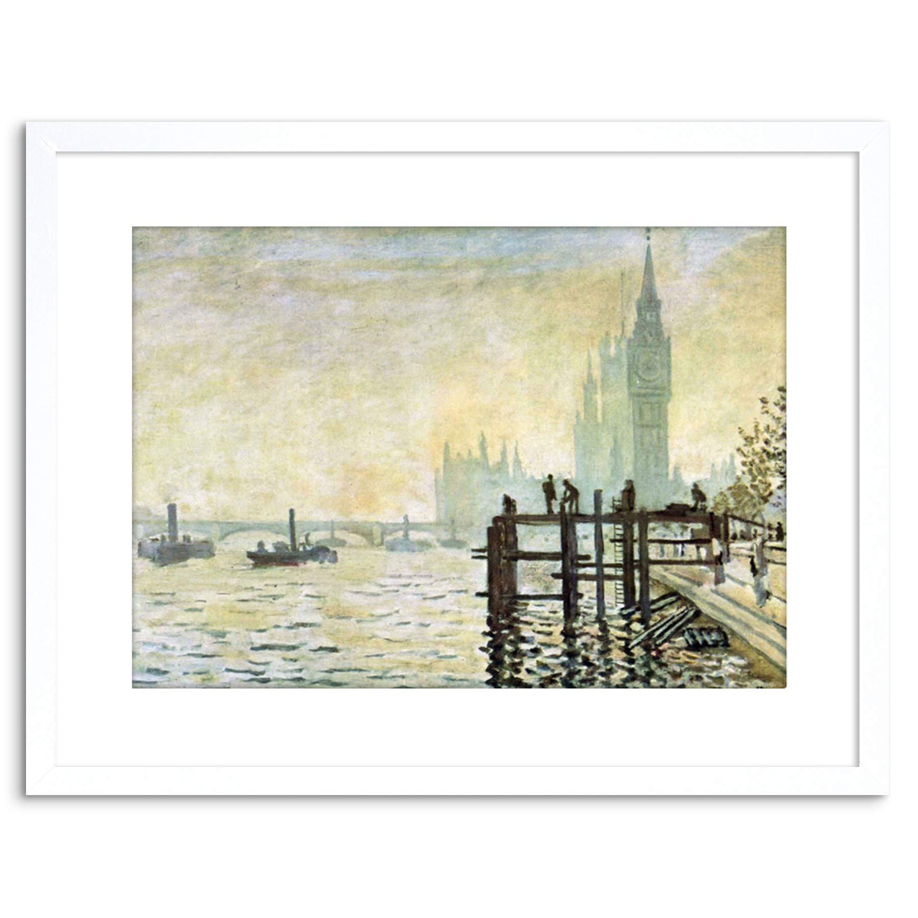 Wee Blue Coo Painting Monet Westminster Bridge London Framed Wall Art Print