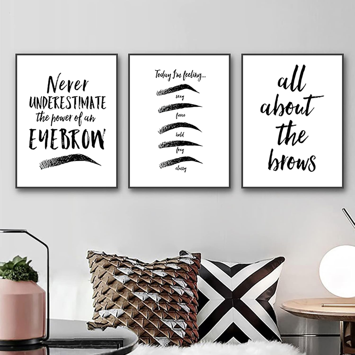 Eyebrow Wall Art Canvas Beauty Salon Canvas Poster Black and White Minimalist Painting Fashion Inspirational Wall Decor Makeup Posters Eyebrow Technician Guide Forms Posters Picture 16*24 Inch*3 Unframed (A, 16*24 inch*3 Unframed)