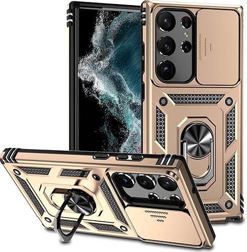 Funda para cámara Samsung Galaxy S23 Ultra, grado militar, a prueba de golpes, con anillo giratorio magnético, funda protectora para Galaxy S23