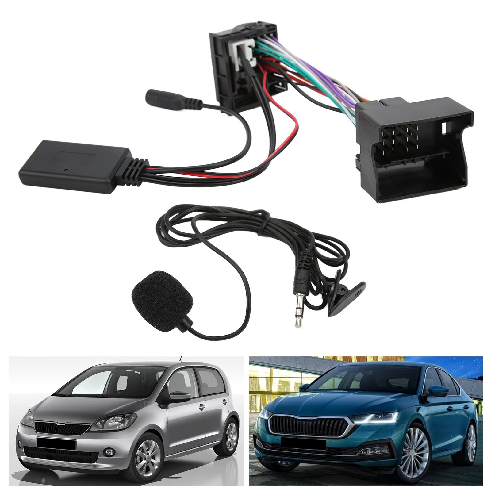 ZJchao Adapter samochodowy Aux Adapter do RCD310 RCD510 RNS510 ABS Łatwa instalacja z przewodem zasilającym