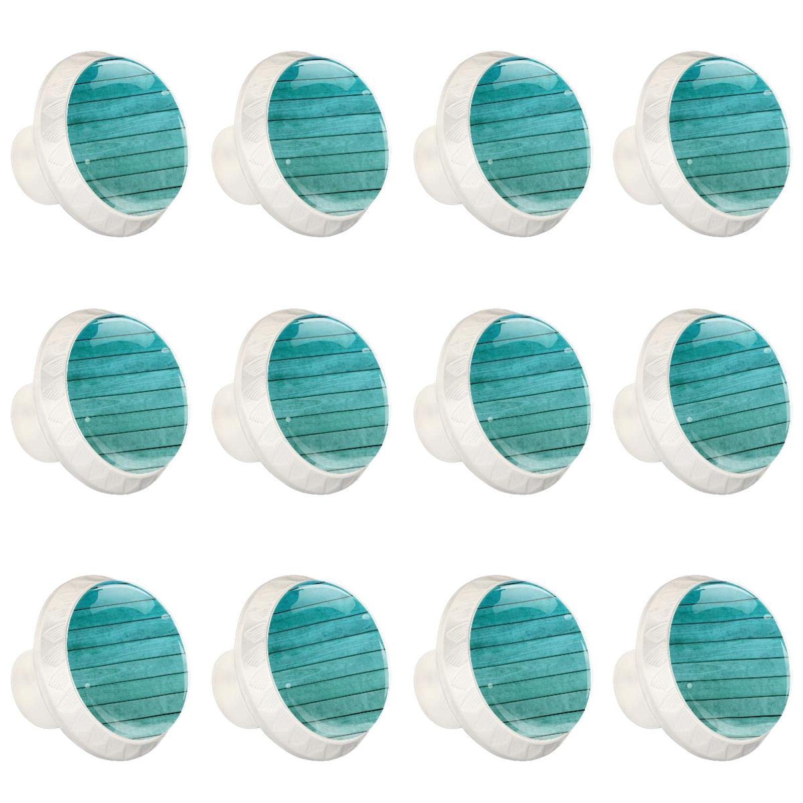 TBOUOBT Confezione da 12 pomelli per mobili da cucina, pomelli per cassetti, pomelli per comò, tiranti per cassetti, cassetti per comò, pomelli per maniglie,Tavola di legno verde blu sfumato oceano