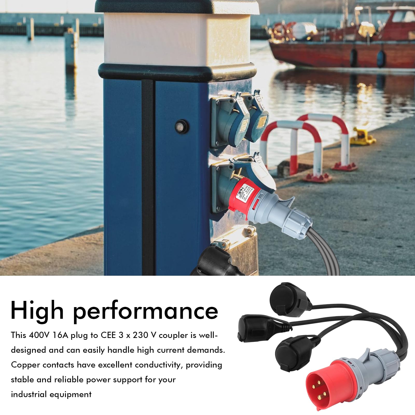 Adattatore CEE ad Alta Corrente: 400 V 16 A Maschio su 3 X 230 V Accoppiamento, Adattatore di Alimentazione Versatile per Apparecchi a Corrente Forte, Distributore per Officine e Industria
