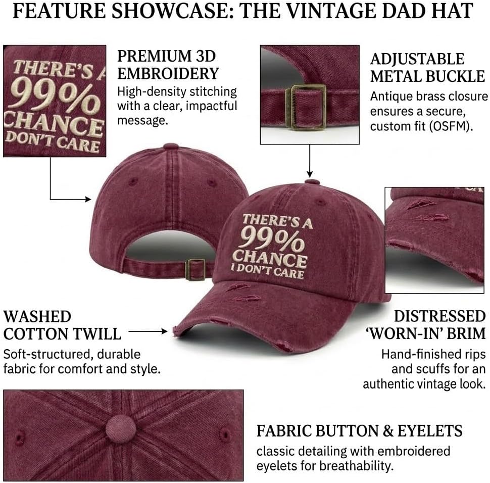 There's A 99% Chance I Don't Care Hat Men Funny Mesh Baseball Cap for Fall