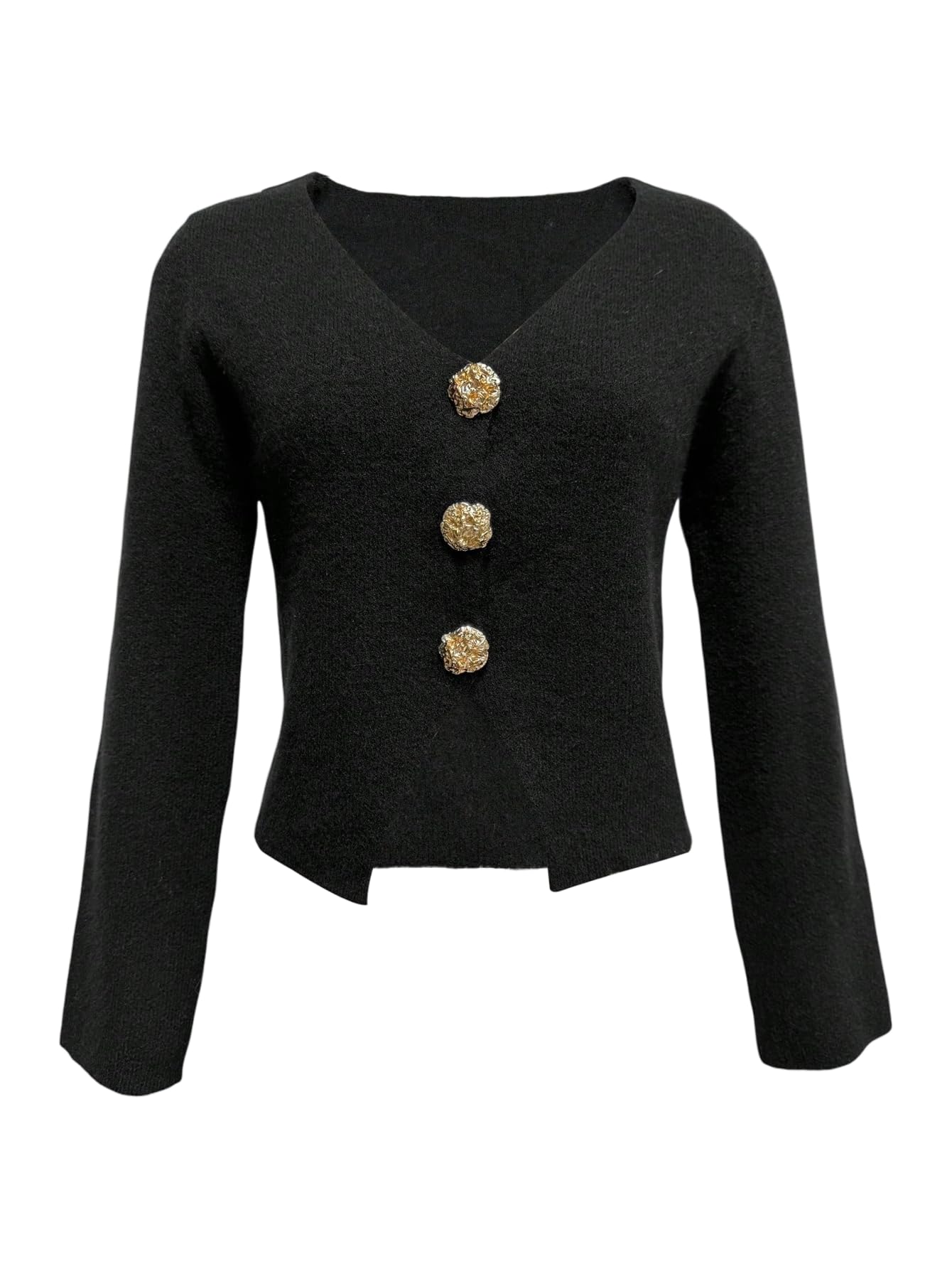 GORGLITTER Womens Metallic Button Down Cardigans Long Sleeve V Neck Knitwear Chunky Sweater