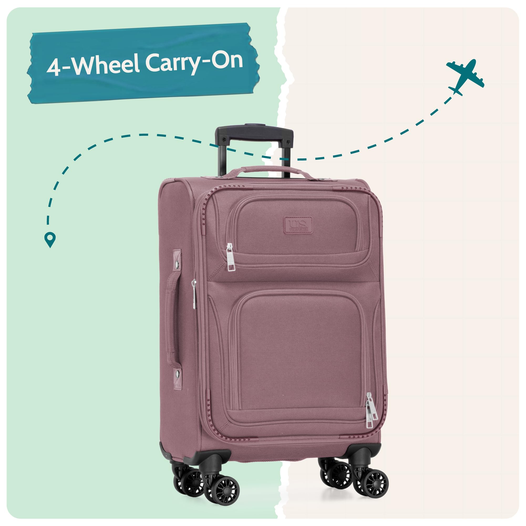 U.S. Traveler Rio - Valigia a mano leggera con rotelle Softside
