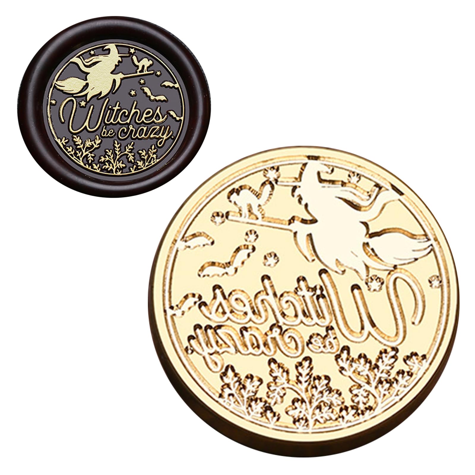 oringnat Halloween Series Waxed Seal Stamp Witch Sealing Waxed Stamp for Invitation Envelopes Cards Scrapbooking