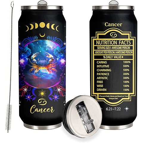 Cancer Constellation Tumbler - Zodiac Stainless Steel Cup for Men Women Astrology F...