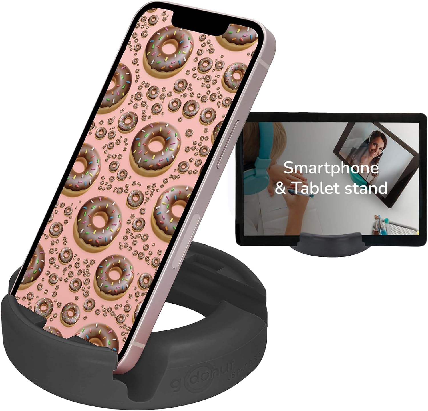 Original – Smartphone and Tablet Stand – Compatible with Devices UP to 0.5" Thick Including Protective Cases - for use at Work, at Home, Travel and on-the-go – Black