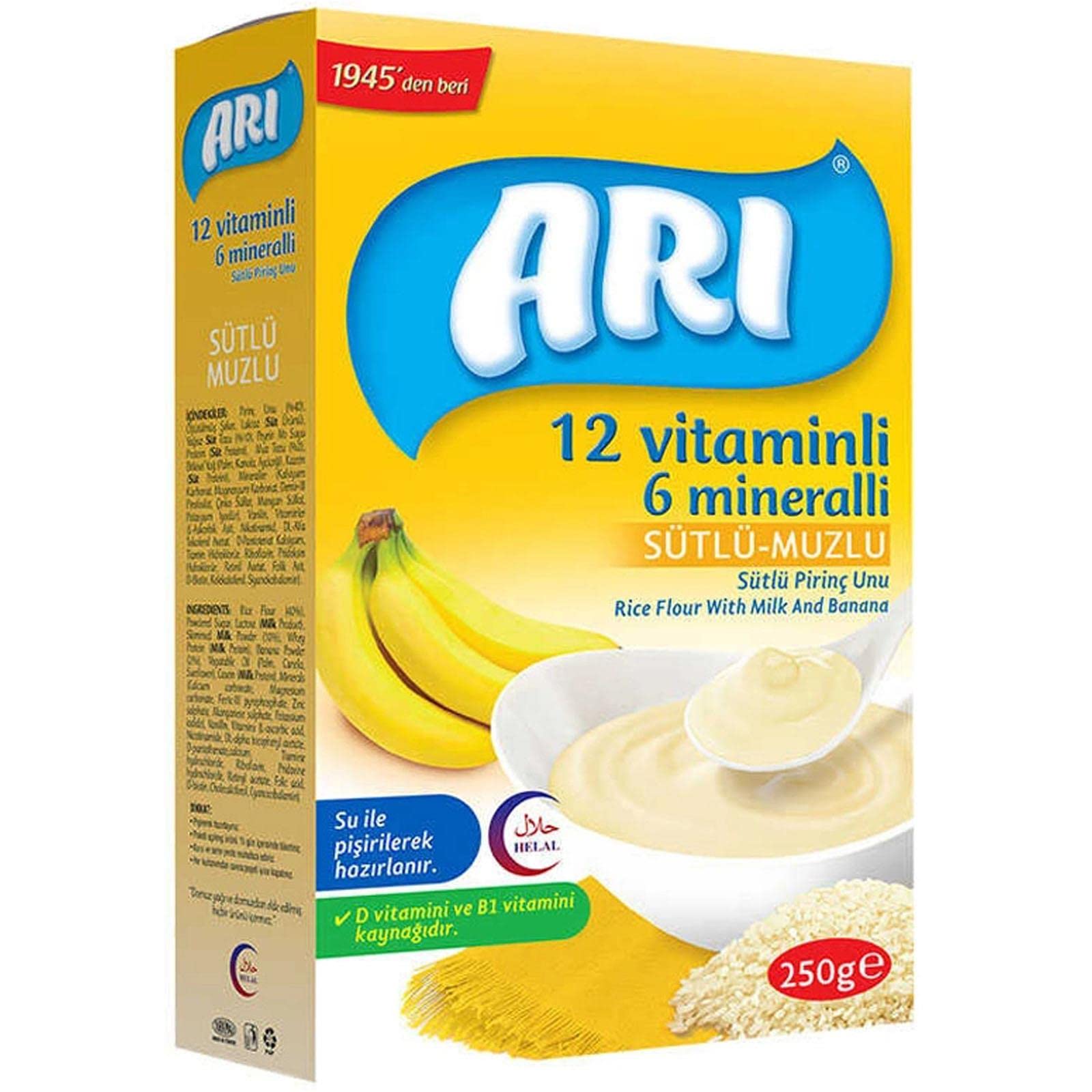 Arı Mama 12 Vitaminli 6 Mineralli Sütlü Muzlu,250 Gr
