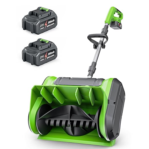 DEGGE Electric Cordless Snow Shovel, 2X 3.0Ah/ 21V/ 12-Inch Battery Snow Blower with Directional Plate & Adjustable Front Handle, Snow Removal for Driveway Sidewalk, Steps, Patio (Charger Included)