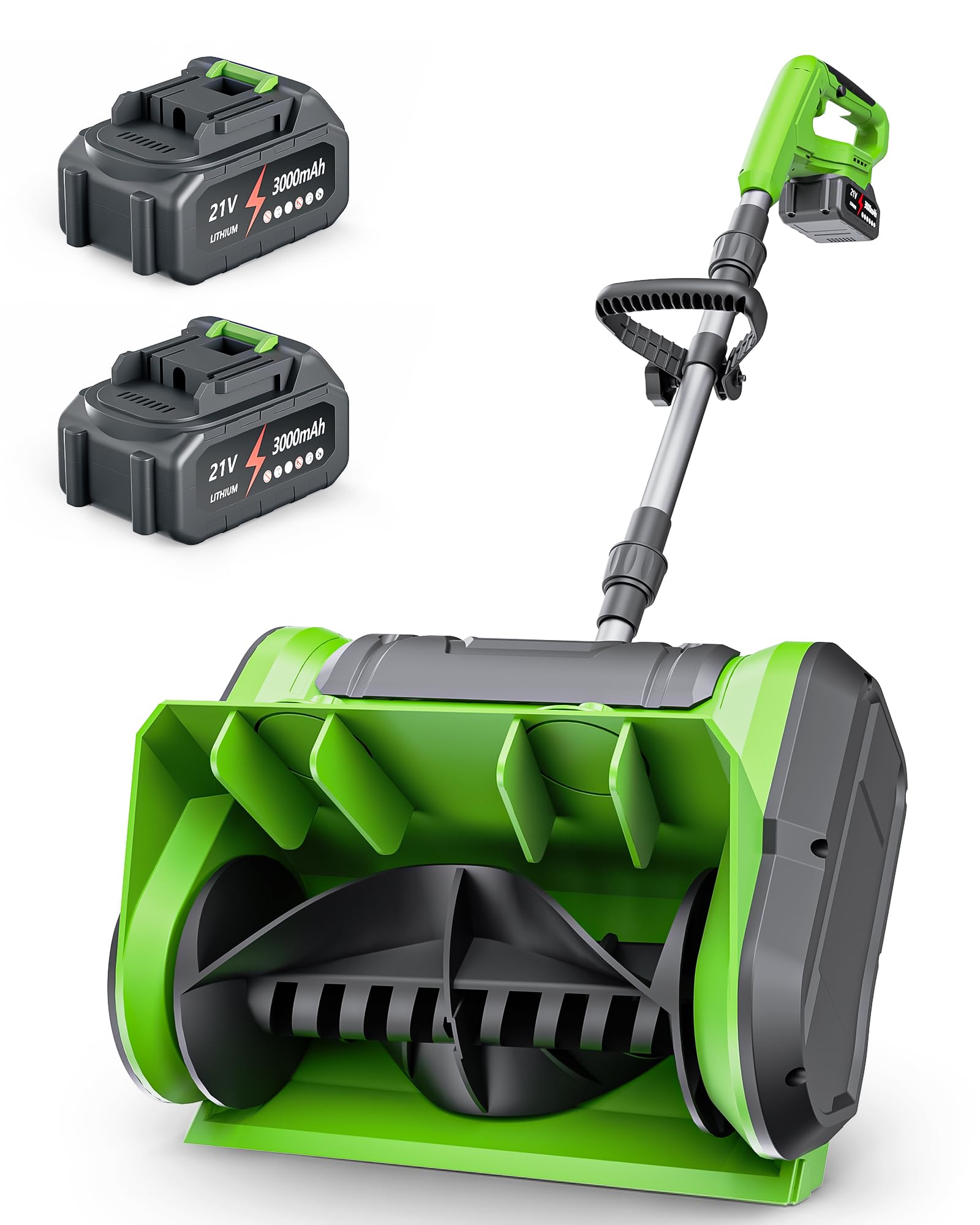 DEGGE Electric Cordless Snow Shovel, 2X 3.0Ah/ 21V/ 12-Inch Battery Snow Blower with Directional Plate & Adjustable Front Handle, Snow Removal for Driveway Sidewalk, Steps, Patio (Charger Included)