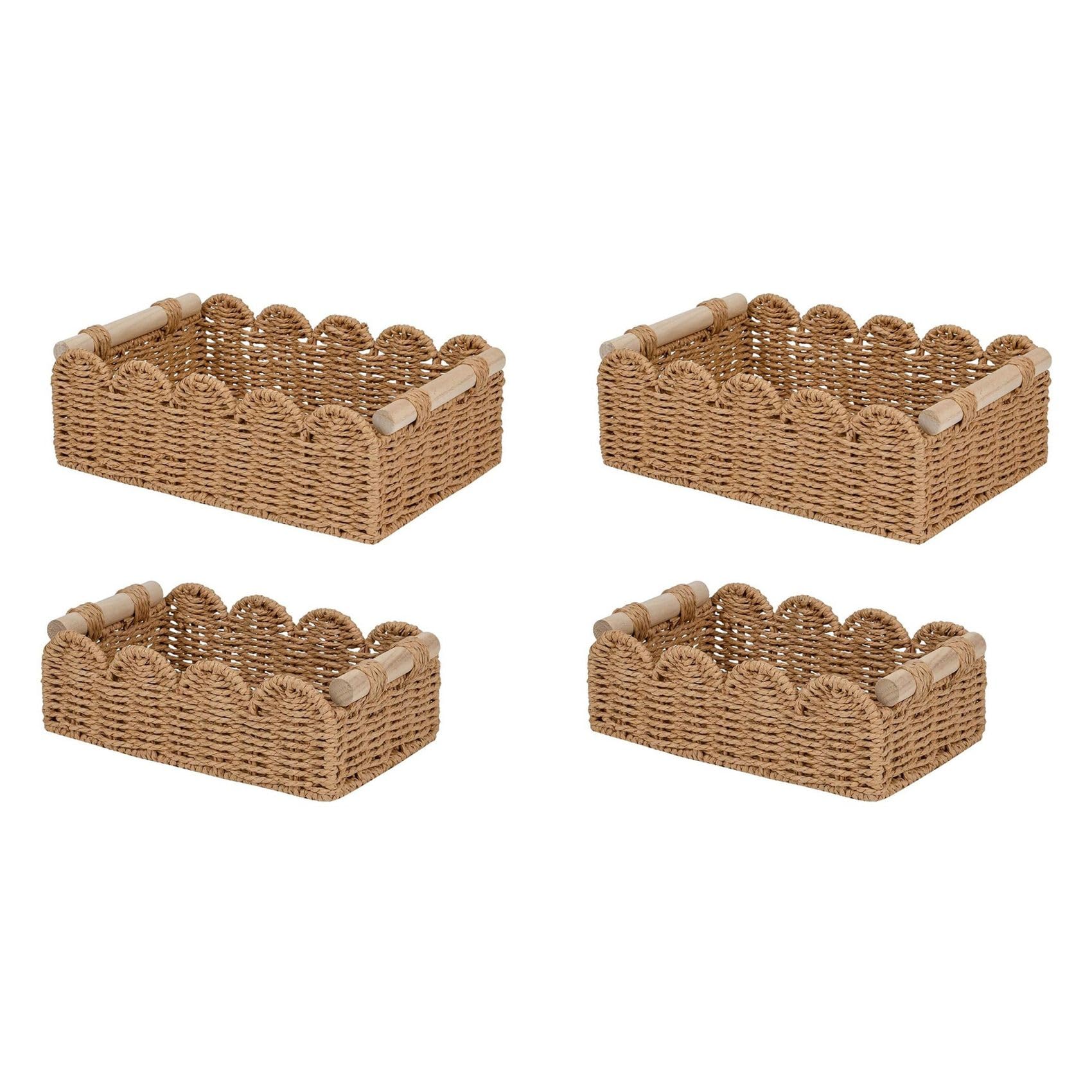 Aundhegrtt Rope Scalloped Edge Decor Baskets for Home, Living Room, Bedroom, Toilet Basket for over Toilet Storage Shelf 4pcs