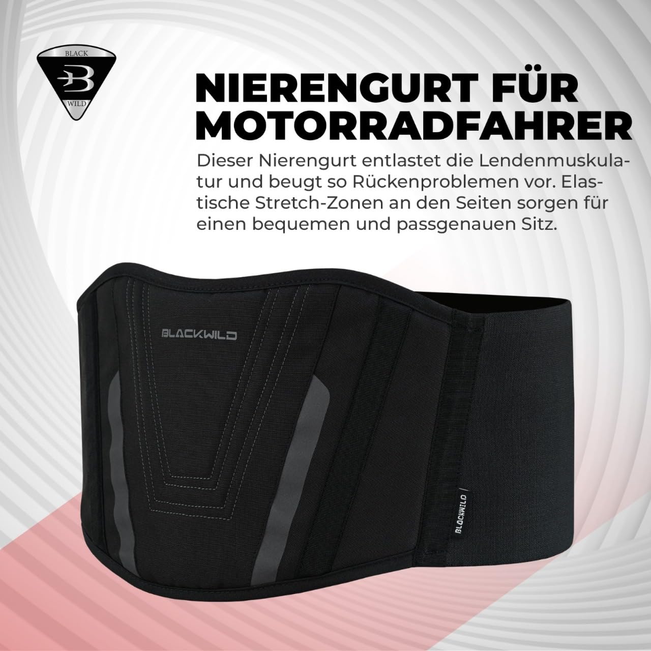 BLACKWILD - Cintura lombare per moto, unisex, colore nero primario stabilizzazione efficace della zona lombare, tiene al caldo i reni